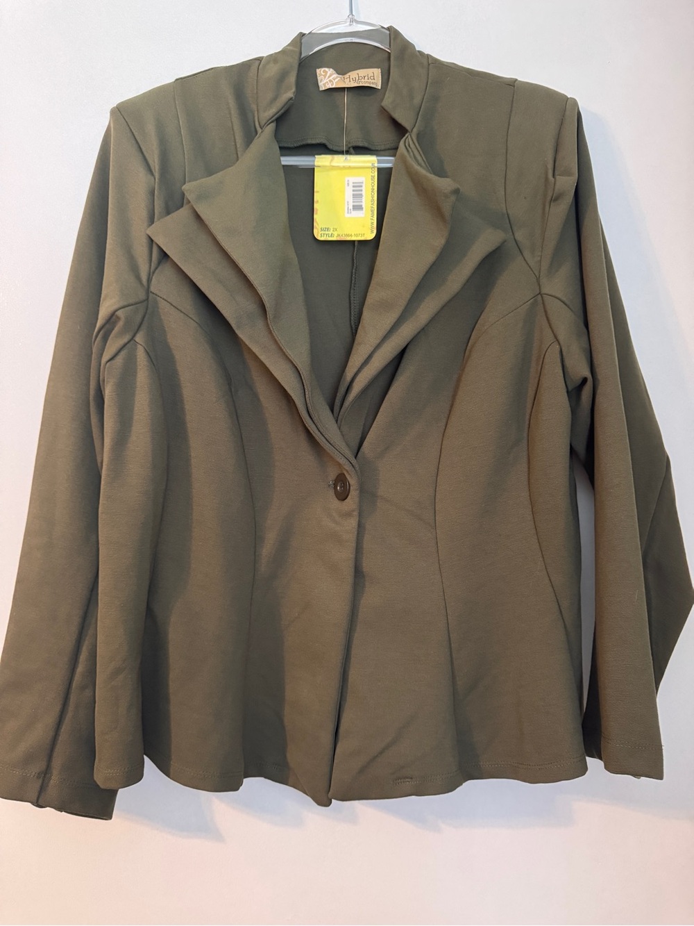 Hybrid & company Olive Green Single-Button Women's Blazer